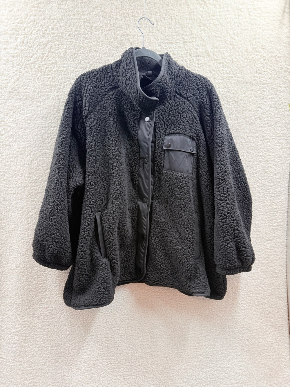 Weatherproof Women's Black Sherpa Button-Up Jacket Plus Size 3X New